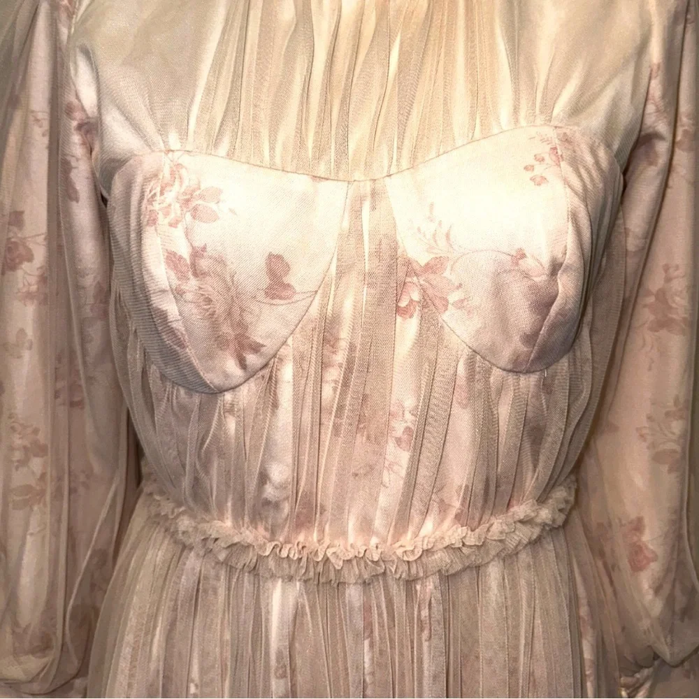 Ivy City Co Blush Pink Floral Tulle Maxi Dress - Picture 9 of 16